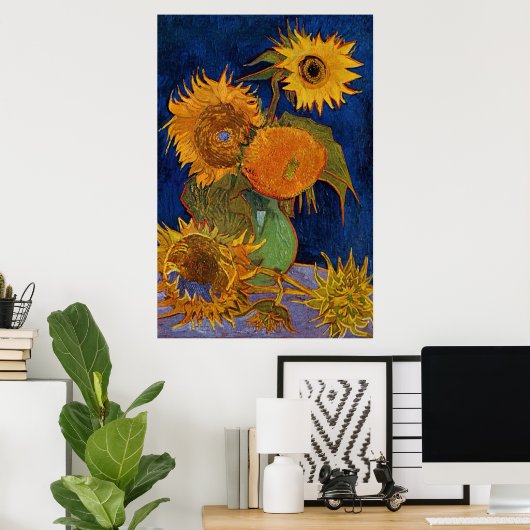 Vincent van Gogh Six Sunflower GalleryHD Fine Art Poster (Thuiskantoor)