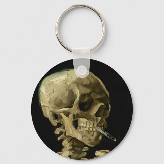 Vincent Van Gogh Skeleton met een brandende sigare Sleutelhanger (Voorkant)