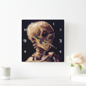 Vincent Van Gogh Skull met brandende sigaretten Vierkante Klok (Huis)