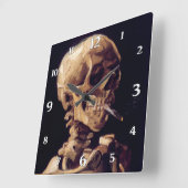 Vincent Van Gogh Skull met brandende sigaretten Vierkante Klok (Hoek)