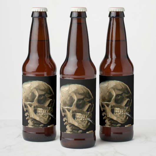 Vincent van Gogh - Skull met Burning Cigarette Bier Etiket (Flessen)