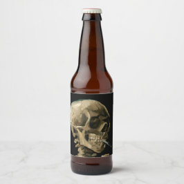 Vincent van Gogh - Skull met Burning Cigarette Bier Etiket