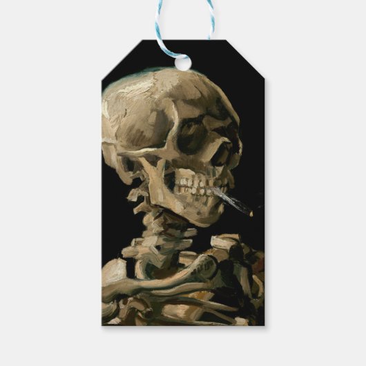 Vincent van Gogh - Skull met Burning Cigarette Cadeaulabel (Voorkant)