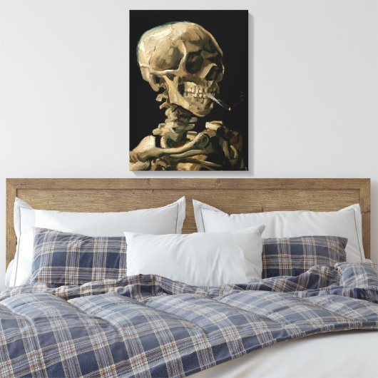 Vincent van Gogh - Skull met Burning Cigarette Canvas Afdruk (Insitu (Slaapkamer))
