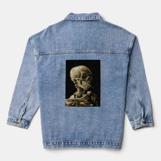 Vincent van Gogh - Skull met Burning Cigarette Denim Jacket (Achterkant)