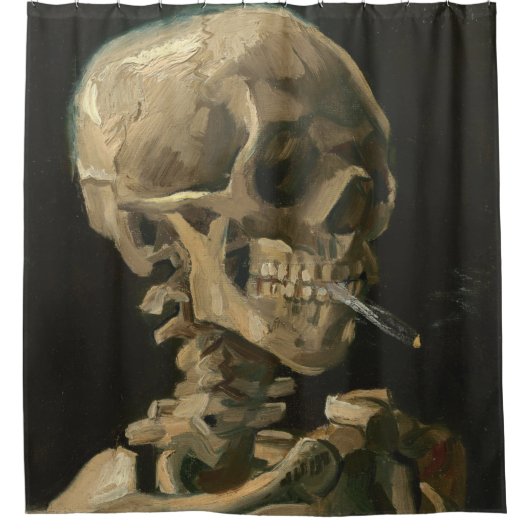 Vincent Van Gogh - Skull met Burning Cigarette Douchegordijn (Voorkant)
