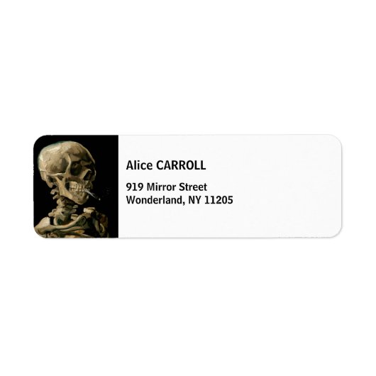 Vincent van Gogh - Skull met Burning Cigarette Etiket (Voorkant)