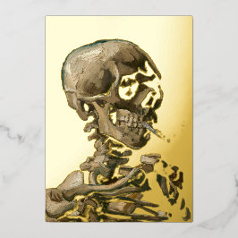 Vincent van Gogh - Skull met Burning Cigarette Folie Feestdagenkaart