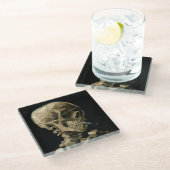 Vincent van Gogh - Skull met Burning Cigarette Glazen Onderzetter (Schuin)