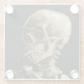 Vincent van Gogh - Skull met Burning Cigarette Glazen Onderzetter (Achterkant)