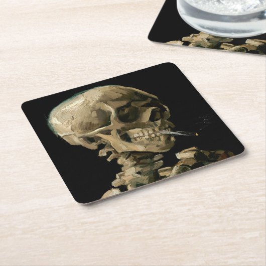 Vincent van Gogh - Skull met Burning Cigarette Kartonnen Onderzetters (Schuin)