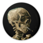 Vincent van Gogh - Skull met Burning Cigarette Keramische Knop (Voorkant)