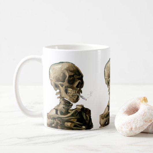 Vincent van Gogh - Skull met Burning Cigarette Koffiemok (Met donut)