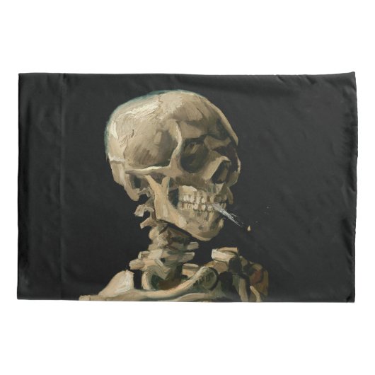 Vincent van Gogh - Skull met Burning Cigarette Kussensloop (Achterkant)