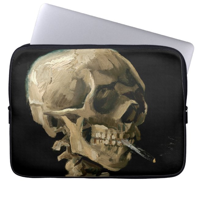Vincent van Gogh - Skull met Burning Cigarette Laptop Sleeve (Voorkant)