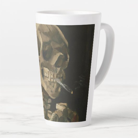 Vincent Van Gogh - Skull met Burning Cigarette Latte Mok (Rechterhoek)