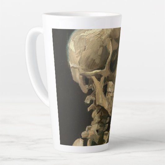 Vincent Van Gogh - Skull met Burning Cigarette Latte Mok (Linkerhoek)