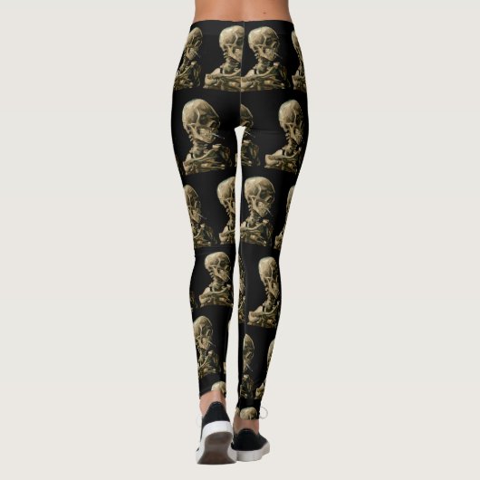 Vincent van Gogh - Skull met Burning Cigarette Leggings (Achterkant)