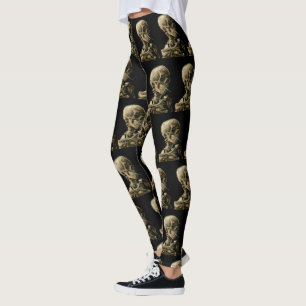 Vincent van Gogh - Skull met Burning Cigarette Leggings