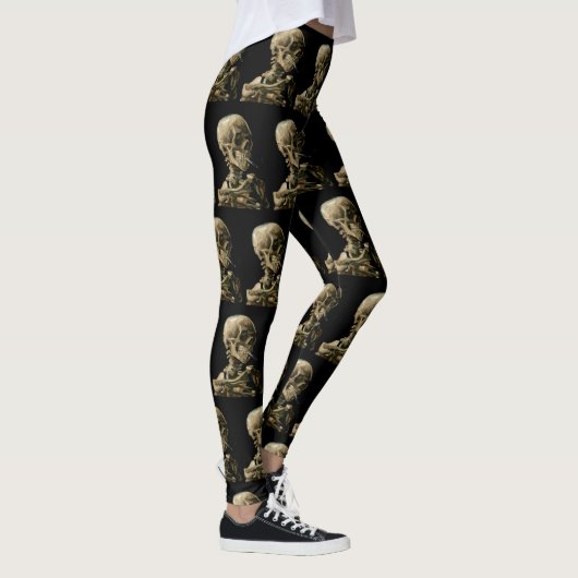 Vincent van Gogh - Skull met Burning Cigarette Leggings (Rechts)