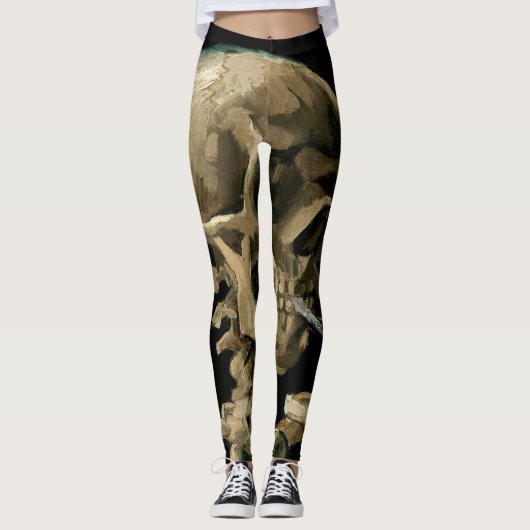 Vincent van Gogh - Skull met Burning Cigarette Leggings (Voorkant)