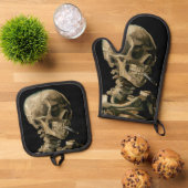 Vincent van Gogh - Skull met Burning Cigarette Ovenwant & Pannenlap Set (Top down)