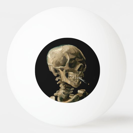 Vincent van Gogh - Skull met Burning Cigarette Pingpongbal (Achterkant)