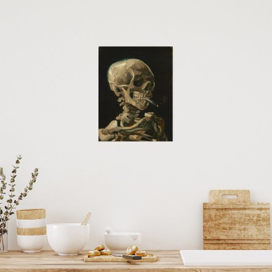 Vincent Van Gogh - Skull met Burning Cigarette Poster (Keuken)