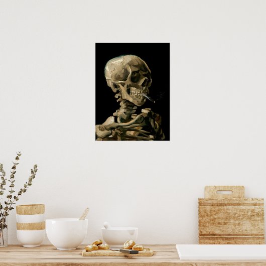 Vincent van Gogh - Skull met Burning Cigarette Poster (Keuken)