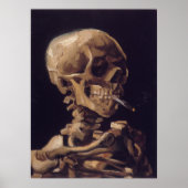 Vincent Van Gogh - Skull met Burning Cigarette Poster (Voorkant)