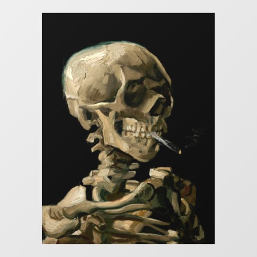 Vincent van Gogh - Skull met Burning Cigarette Raamsticker (Vel)