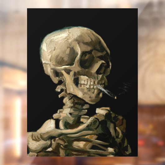 Vincent van Gogh - Skull met Burning Cigarette Raamsticker (Vel 2)