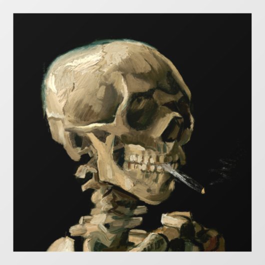 Vincent van Gogh - Skull met Burning Cigarette Raamsticker (Vel)