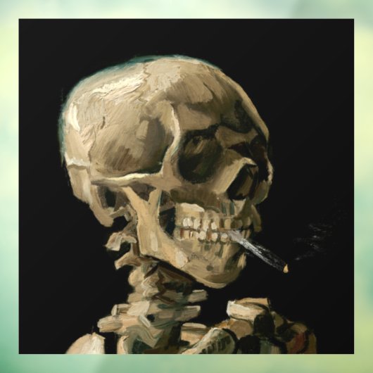 Vincent van Gogh - Skull met Burning Cigarette Raamsticker (Vel 3)
