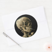 Vincent van Gogh - Skull met Burning Cigarette Ronde Sticker (Envelop)