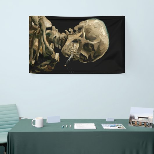 Vincent van Gogh - Skull met Burning Cigarette Spandoek (Beurs)