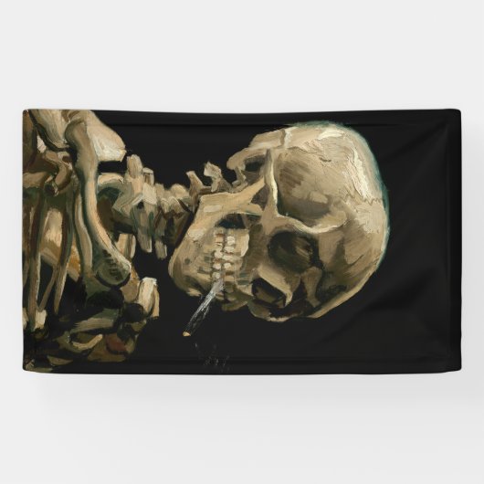 Vincent van Gogh - Skull met Burning Cigarette Spandoek (Horizontaal)