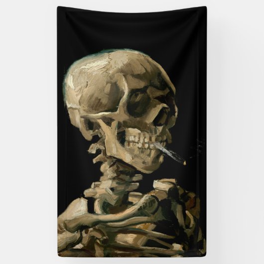 Vincent van Gogh - Skull met Burning Cigarette Spandoek (Verticaal)