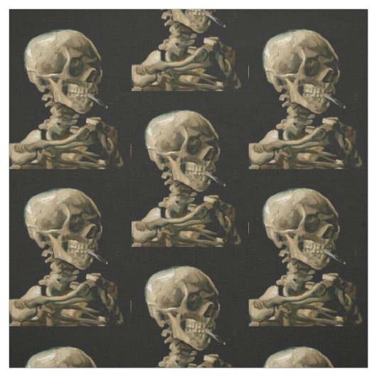 Vincent van Gogh - Skull met Burning Cigarette Stof (Swatch)