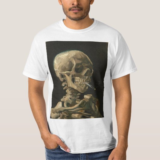 Vincent Van Gogh - Skull met Burning Cigarette T-shirt (Voorkant)