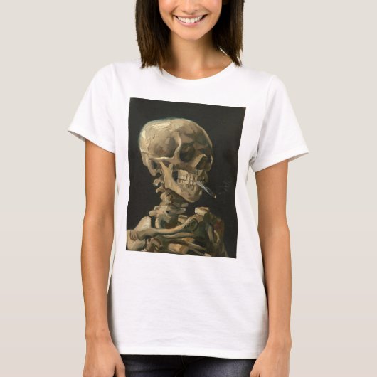 Vincent Van Gogh - Skull met Burning Cigarette T-shirt (Voorkant)