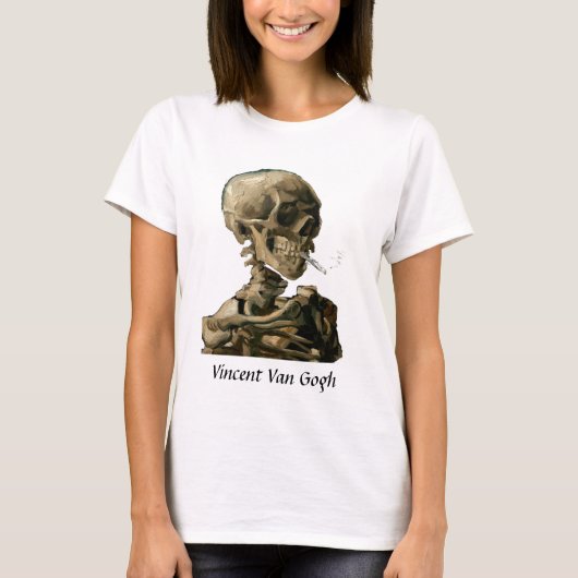 Vincent van Gogh - Skull met Burning Cigarette T-shirt (Voorkant)