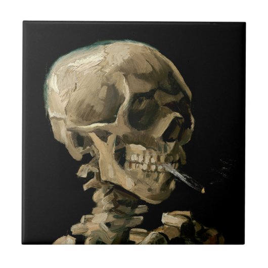 Vincent van Gogh - Skull met Burning Cigarette Tegeltje (Voorkant)