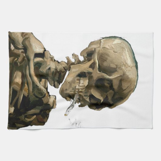 Vincent van Gogh - Skull met Burning Cigarette Theedoek (Horizontaal)