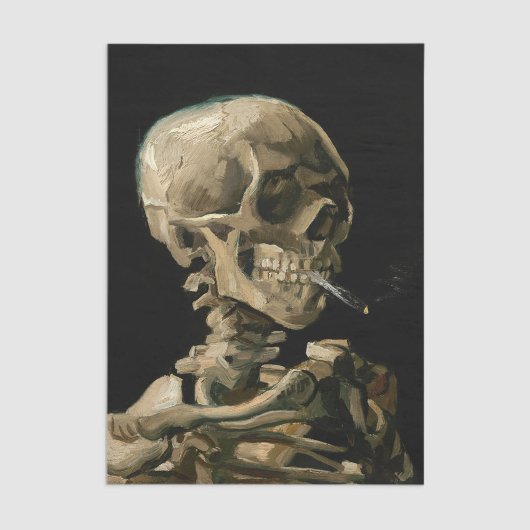 Vincent van Gogh - Skull met Burning Cigarette Tissuepapier