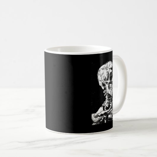 Vincent Van Gogh Skull met Sigarette Skeleton Hal Koffiemok (Voorkant rechts)