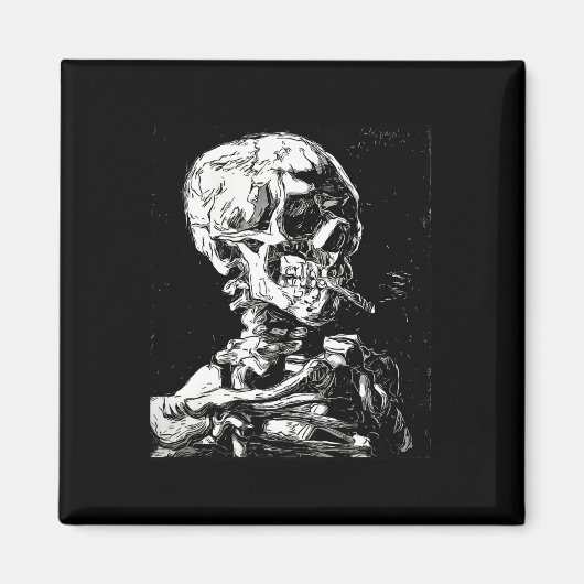 Vincent Van Gogh Skull met Sigarette Skeleton Hal Magneet (Voorkant)