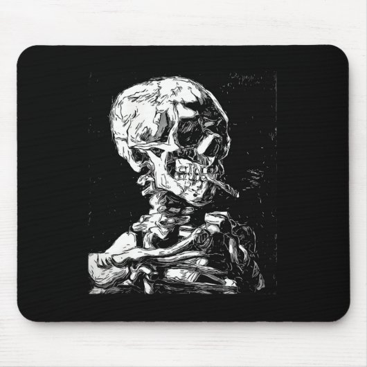 Vincent Van Gogh Skull met Sigarette Skeleton Hal Muismat (Voorkant)