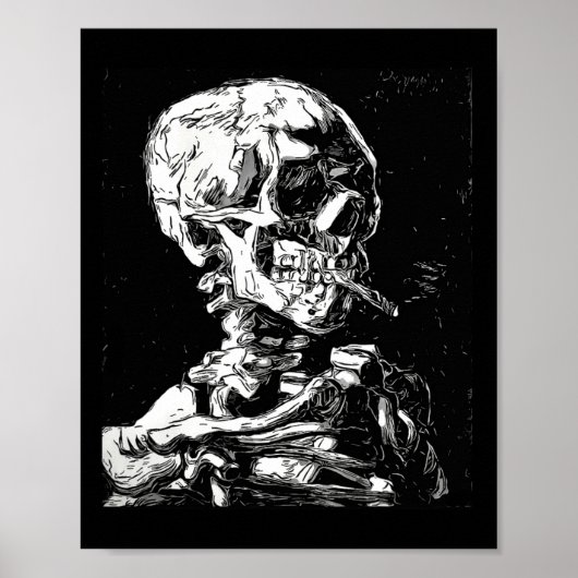 Vincent Van Gogh Skull met Sigarette Skeleton Hal Poster (Voorkant)