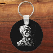 Vincent Van Gogh Skull met Sigarette Skeleton Hal Sleutelhanger (Voorkant)